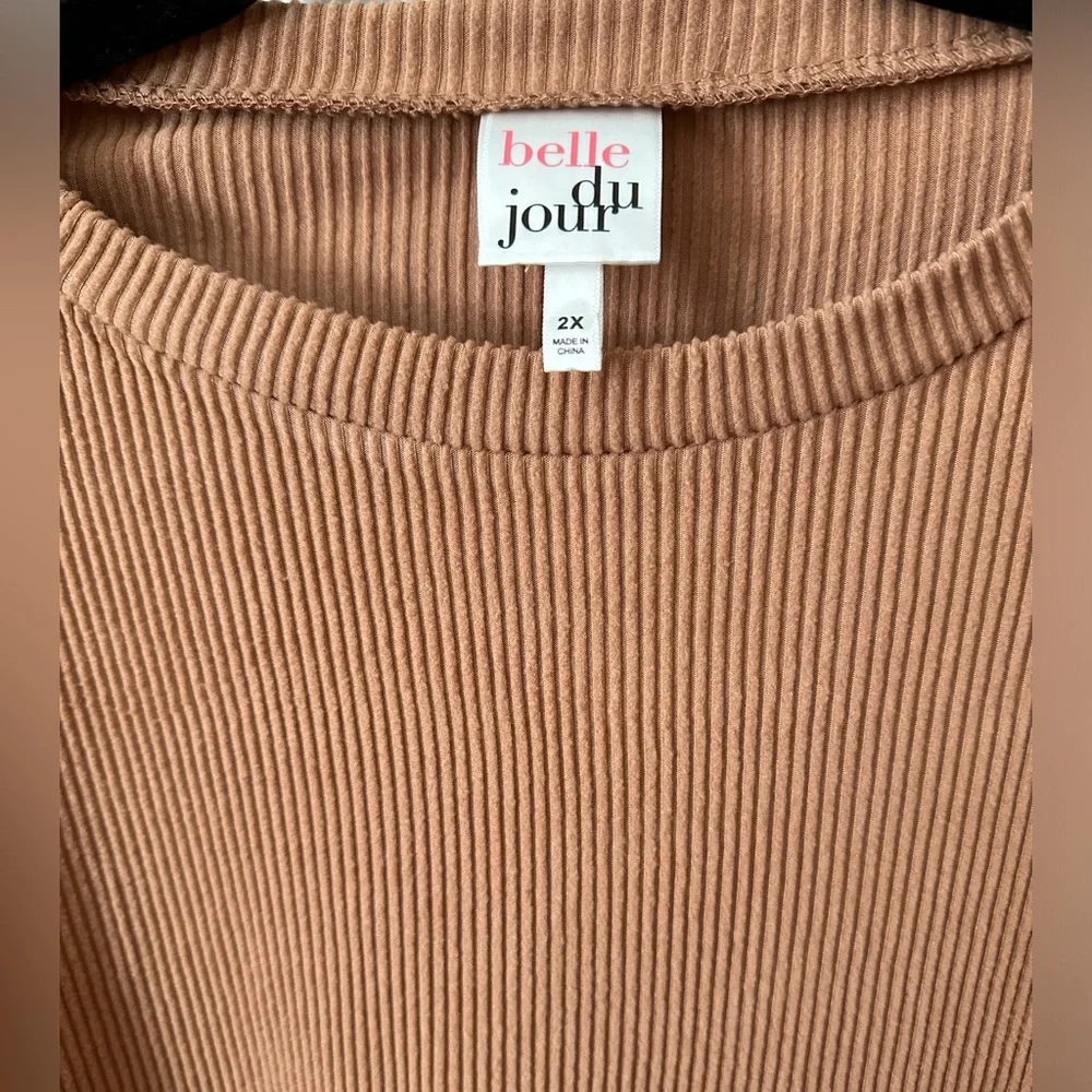 Plus Size Cropped Long sleeve Tee. Corduroy - Picture 6 of 7